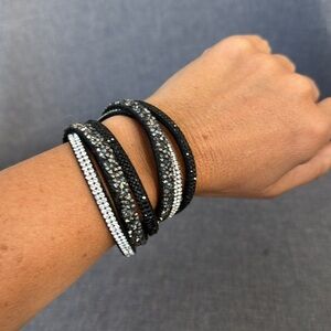 Elegant Black and Silver Wrap Bracelet
